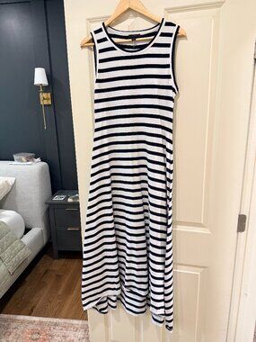 J. Crew Navy and White Striped Maxi Dress